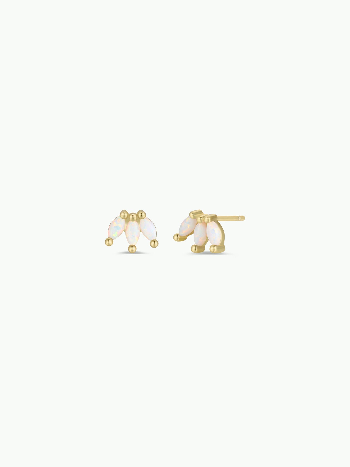 JaxKelly - Opal Crown Stud - White - Gold Earrings