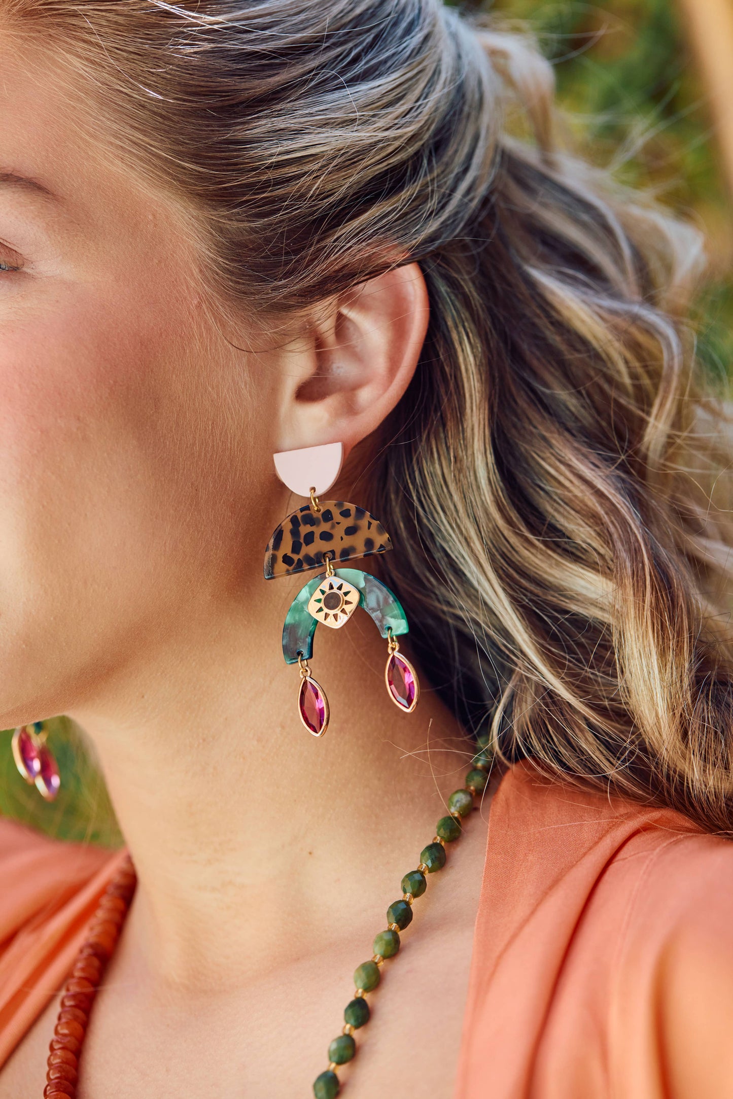 Tribe + Temple - Rock Star Glam Dangle Resin Earrings