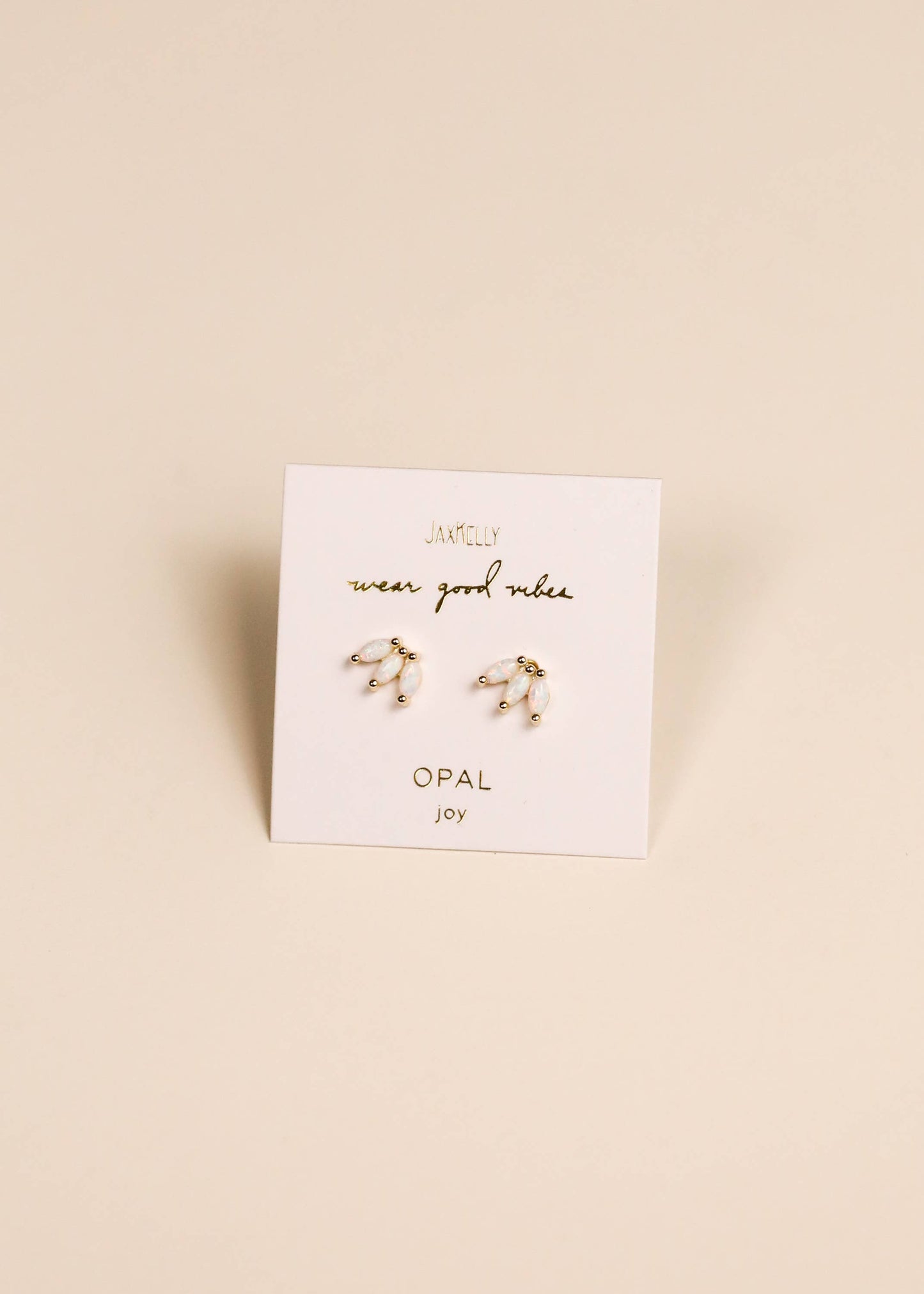 JaxKelly - Opal Crown Stud - White - Gold Earrings