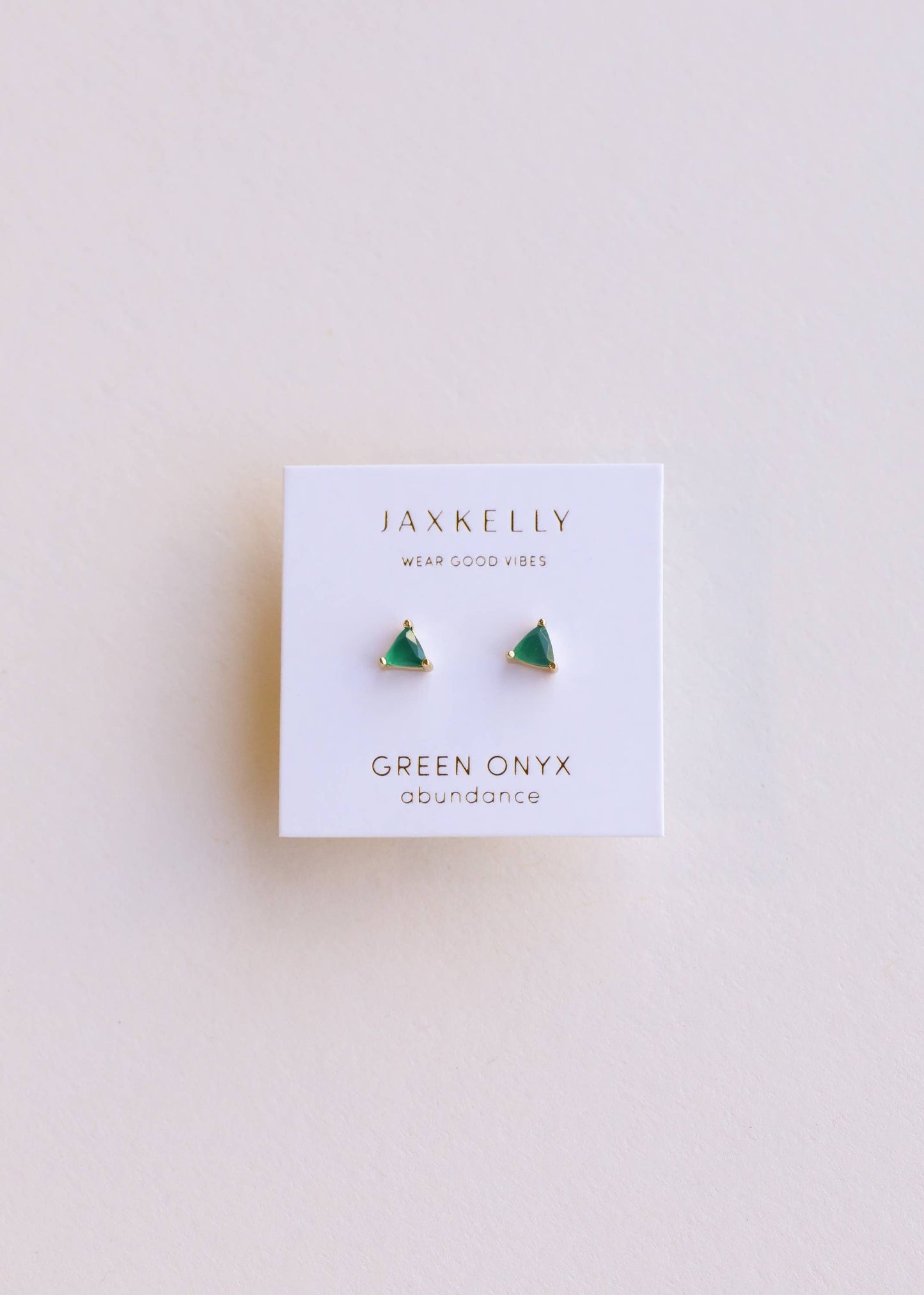 JaxKelly - Mini Energy Gem - Green Onyx - Gold Earrings