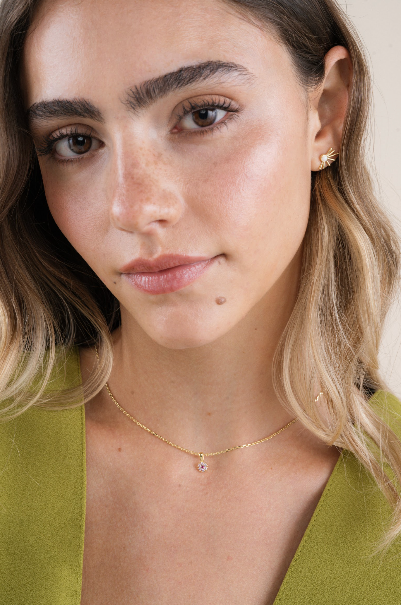 JaxKelly - Opal Crown Stud - White - Gold Earrings