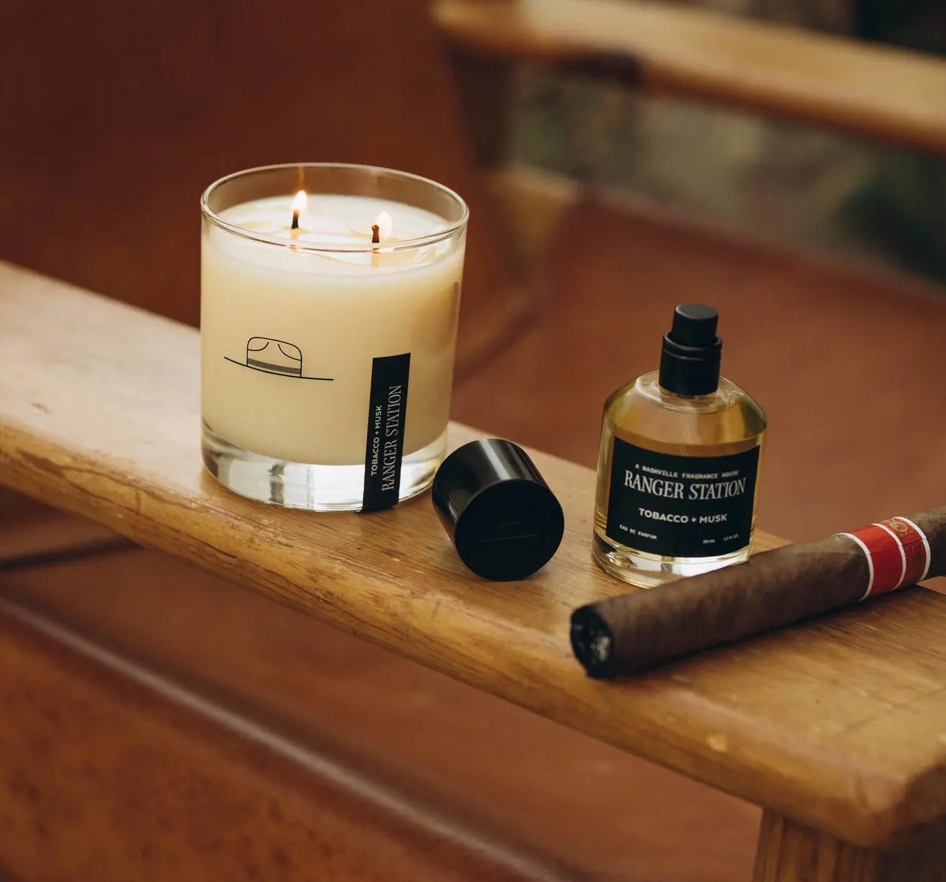 Ranger Station Wholesale - (TESTER) TOBAC + MUSK CANDLE: 11 oz Rocks Glass