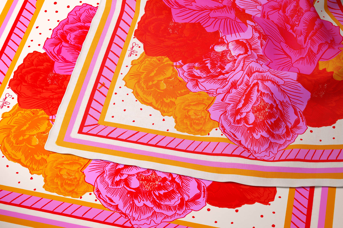 Emma Phelan Design - Pink Peony Club 100% Silk Scarf