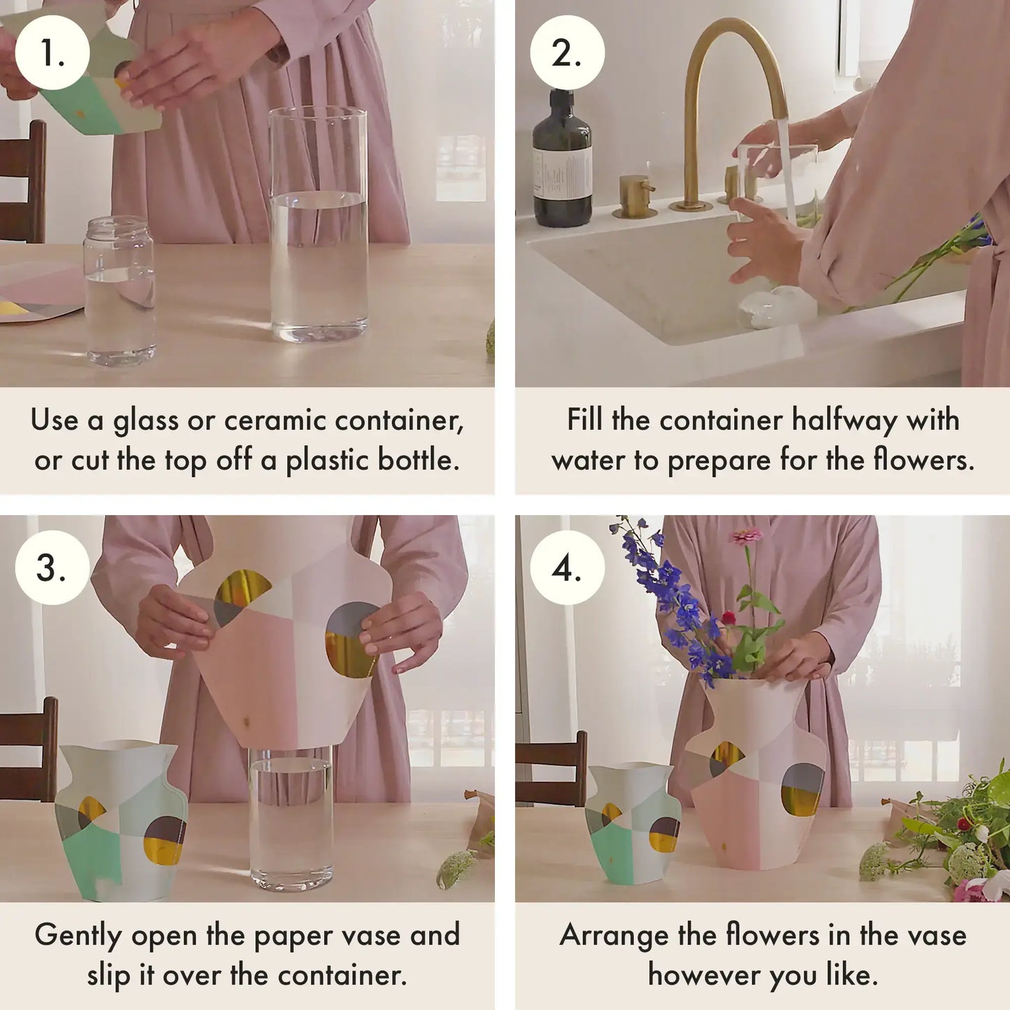 Elysia Mini Paper Vase, Flower Vase & Card Set