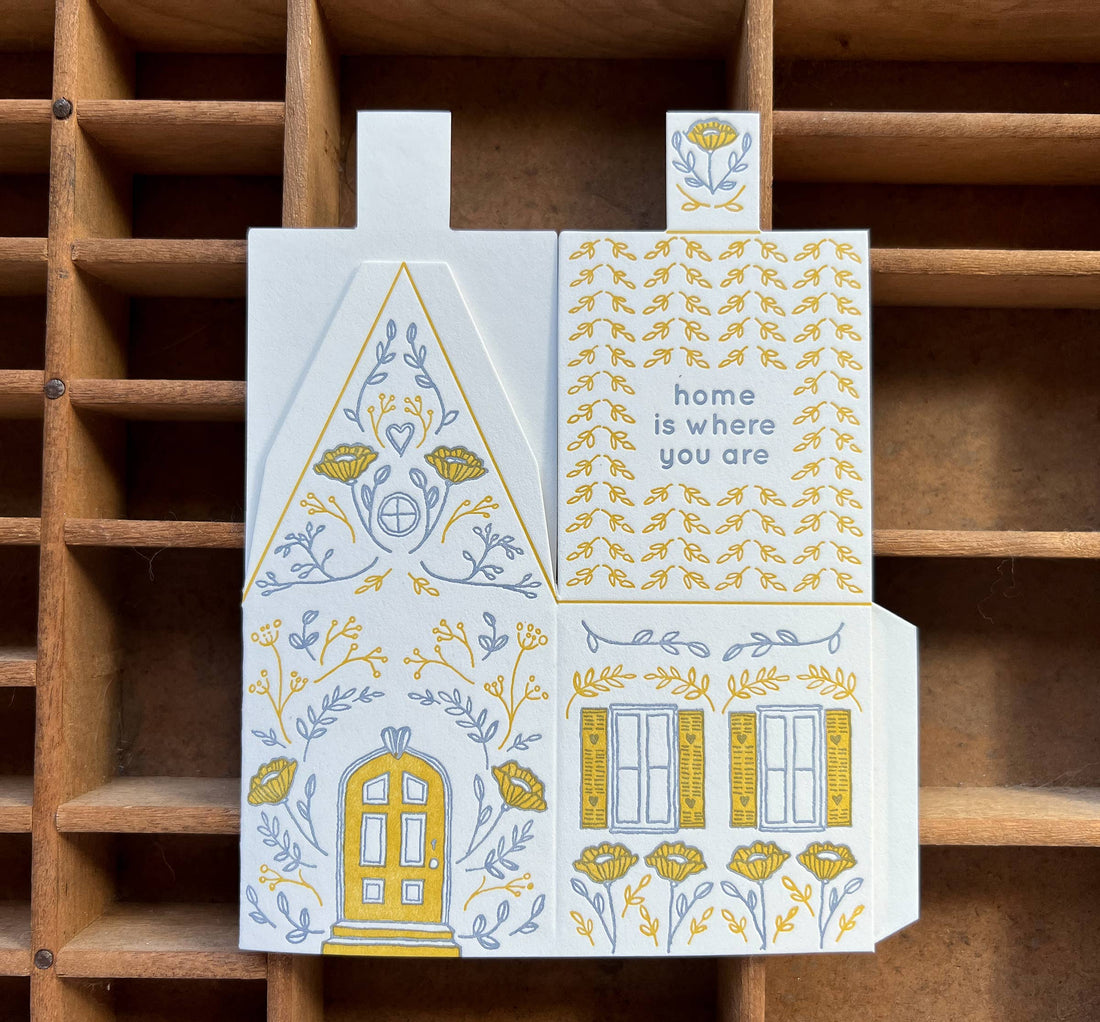 Blackbird Letterpress - Home is where you are 3D house card