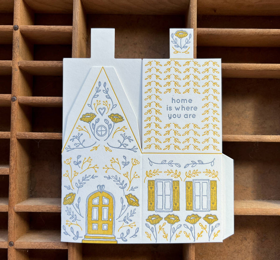 Blackbird Letterpress - Home is where you are 3D house card
