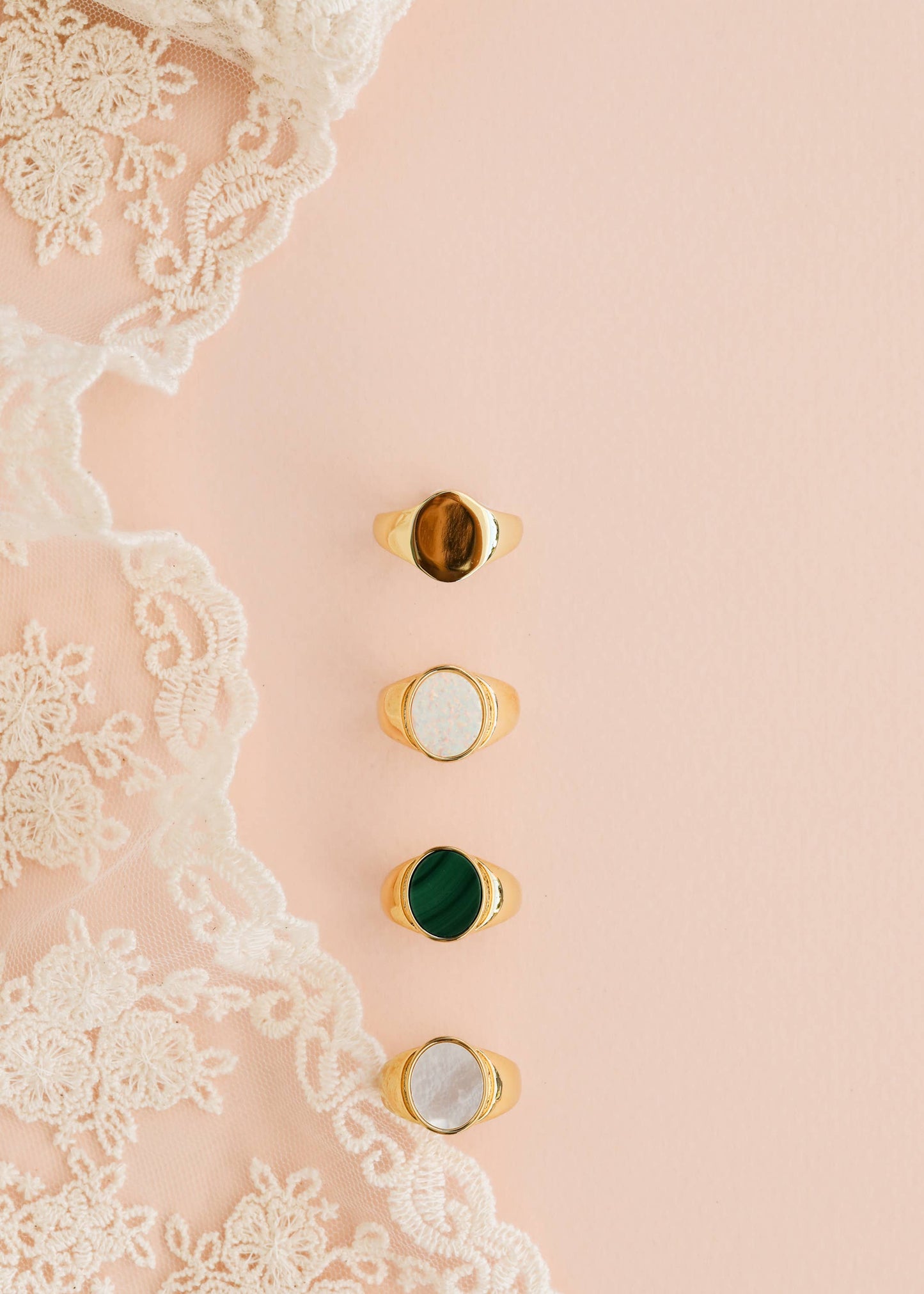 JaxKelly - Gold Rings - Mother of Pearl Signet: 9
