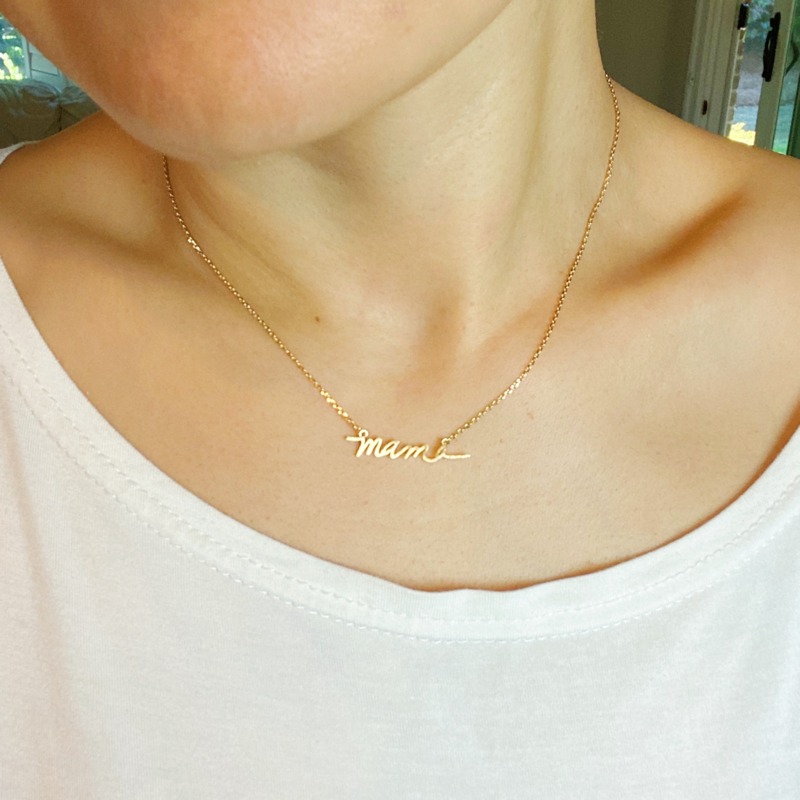 Ellison+Young - Mama Script Necklace: Brushed Gold