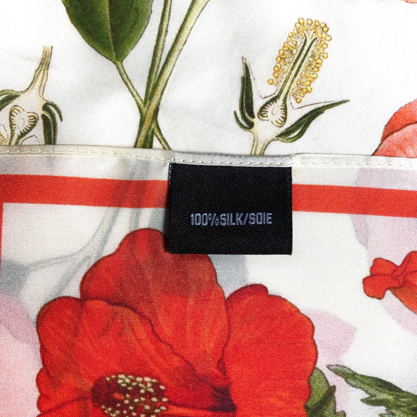 Curious Prints - 100% Silk Scarf Botanical Hibiscus Flower Summer Bandana: 35" x 35"