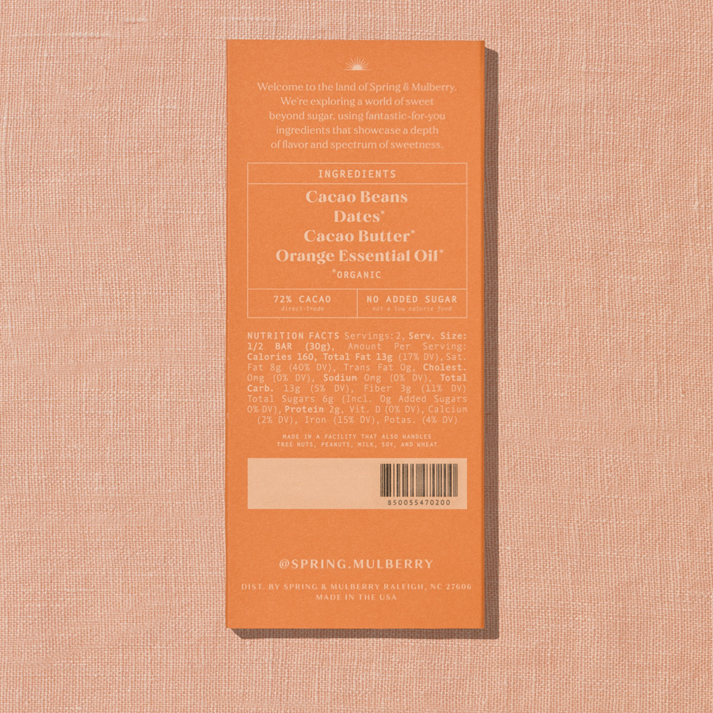 Spring & Mulberry - Blood Orange Date-Sweetened Dark Chocolate