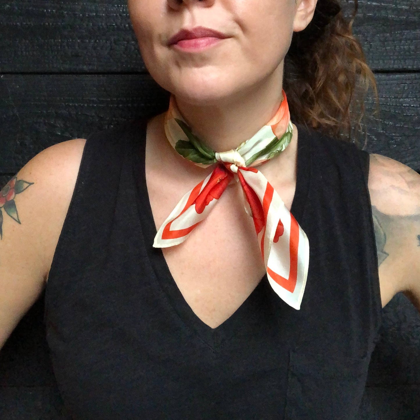 Curious Prints - 100% Silk Scarf Botanical Hibiscus Flower Summer Bandana: 35" x 35"