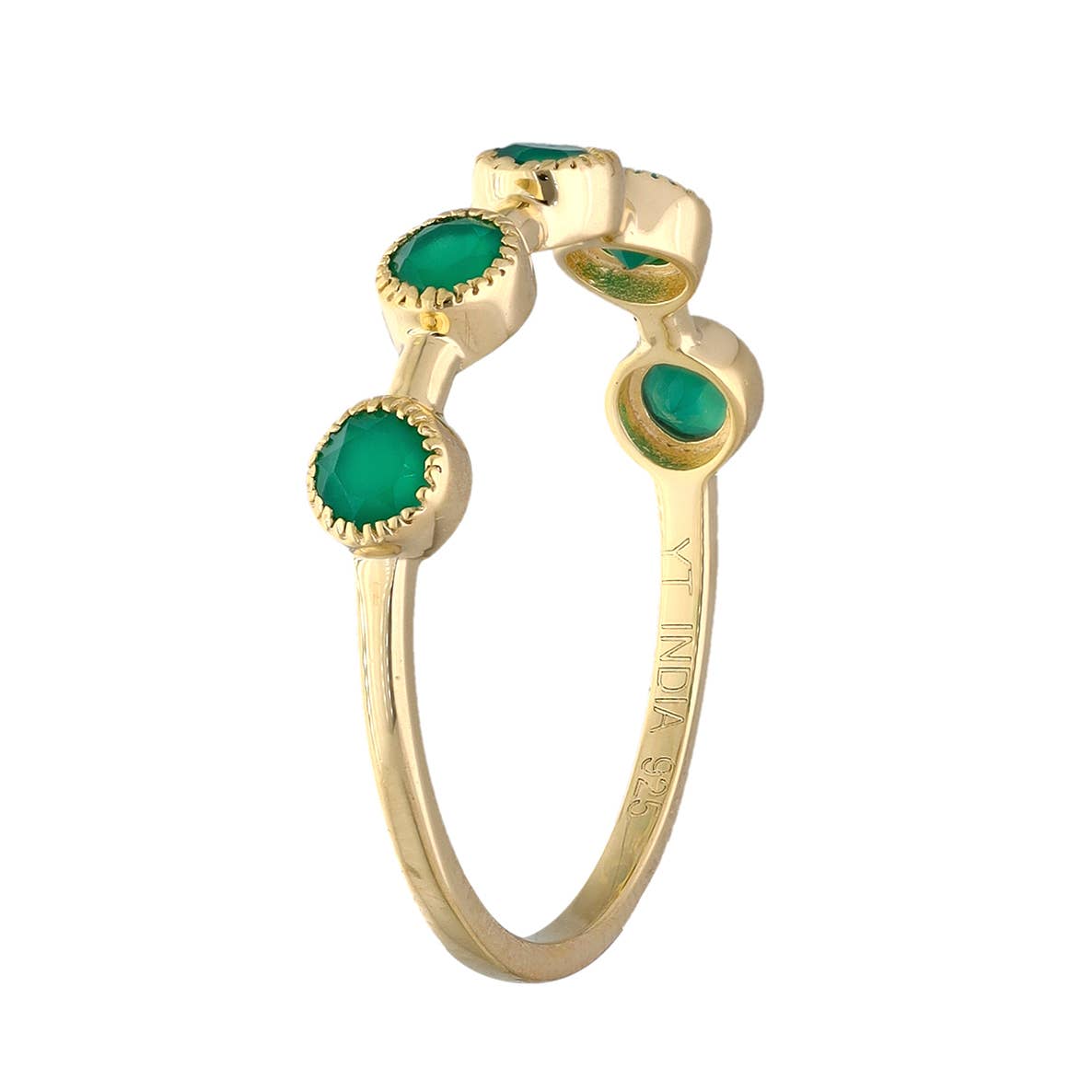 Tiramisu - 18K Gold Vermiel Silver Green Onyx Verdant Echo Ring: 9