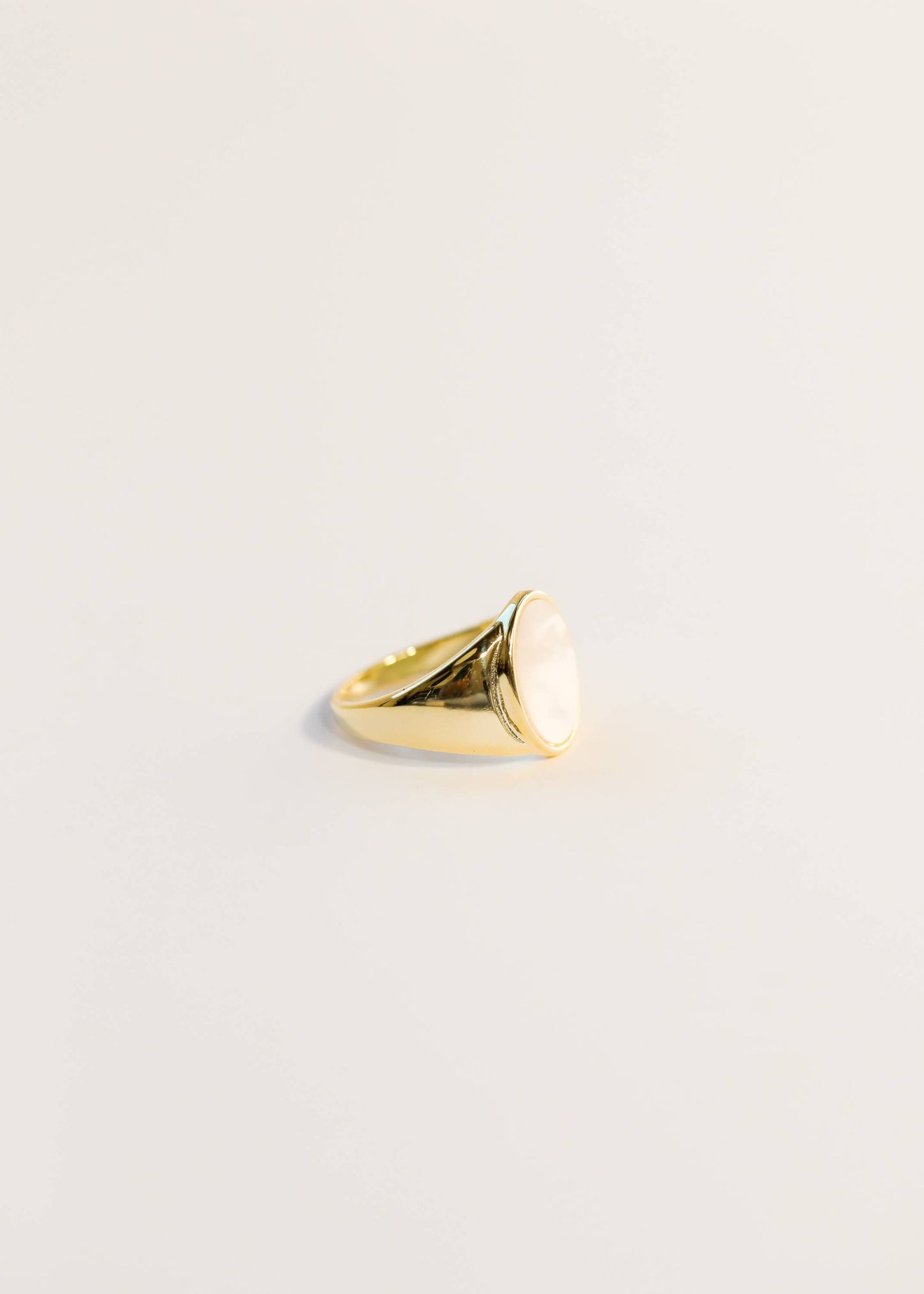 JaxKelly - Gold Rings - Mother of Pearl Signet: 8