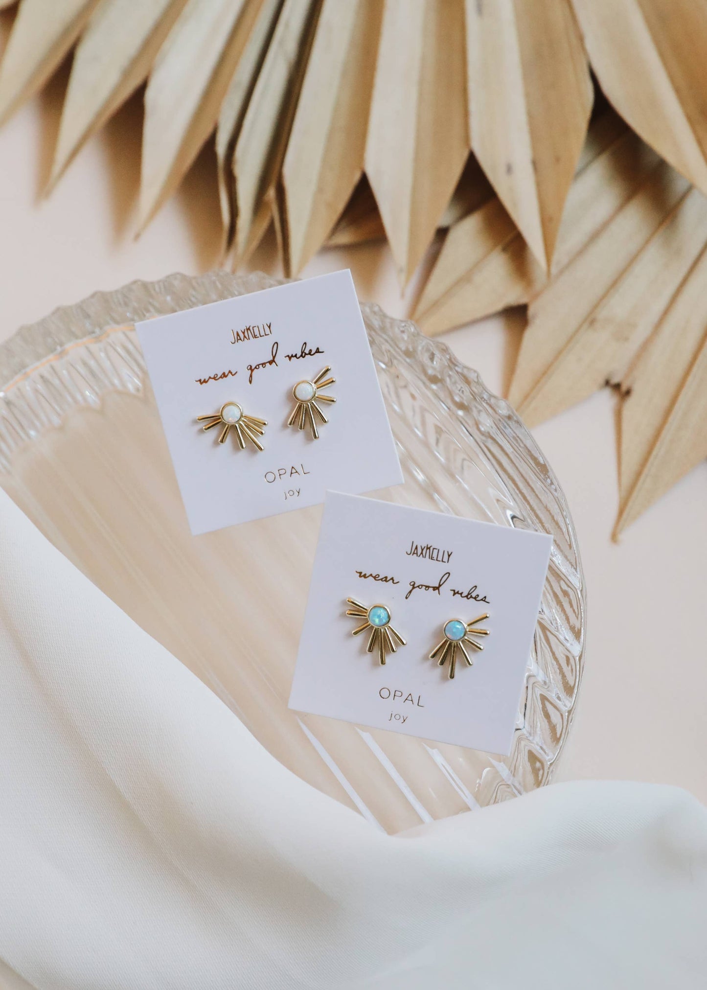 JaxKelly - Sun Ray - Fire Opal - Gold Earrings