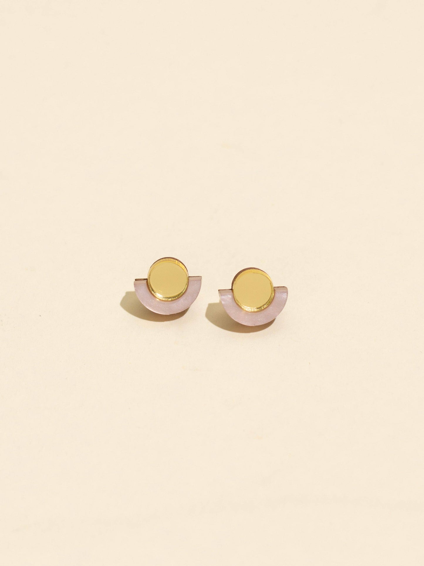 Moon-Seed - Demi - Blush Pink + Gold Abstract Acrylic Stud Earrings