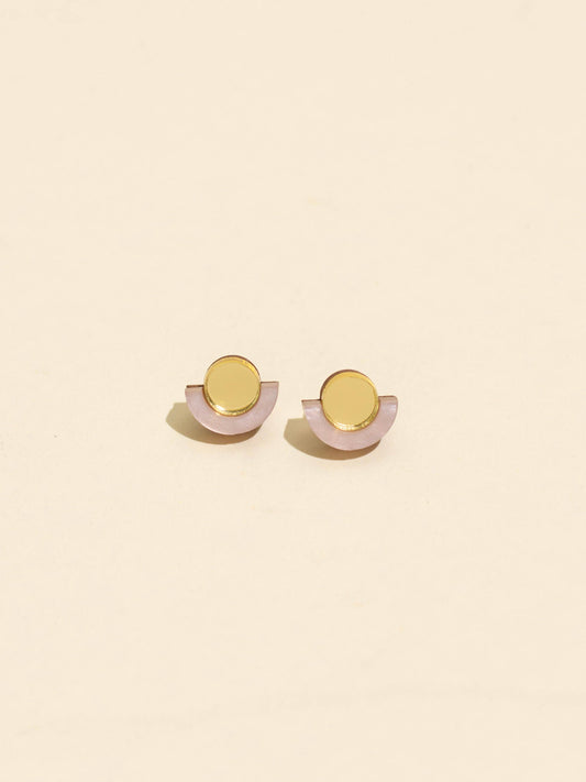 Moon-Seed - Demi - Blush Pink + Gold Abstract Acrylic Stud Earrings
