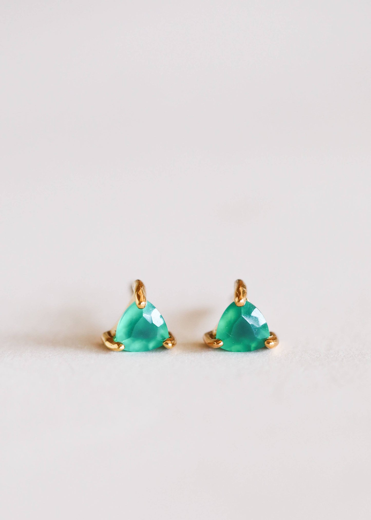 JaxKelly - Mini Energy Gem - Green Onyx - Gold Earrings