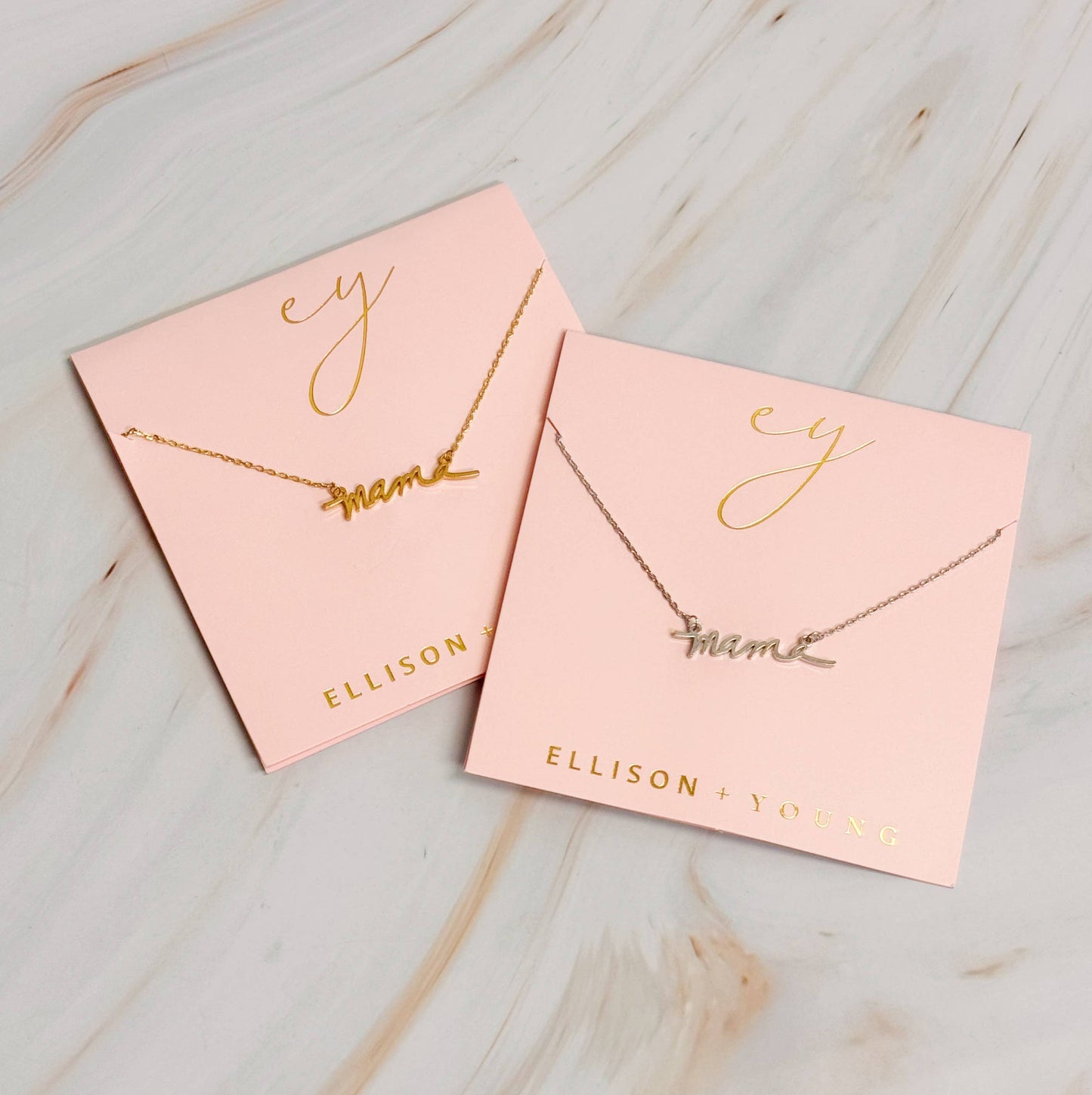 Ellison+Young - Mama Script Necklace: Brushed Gold