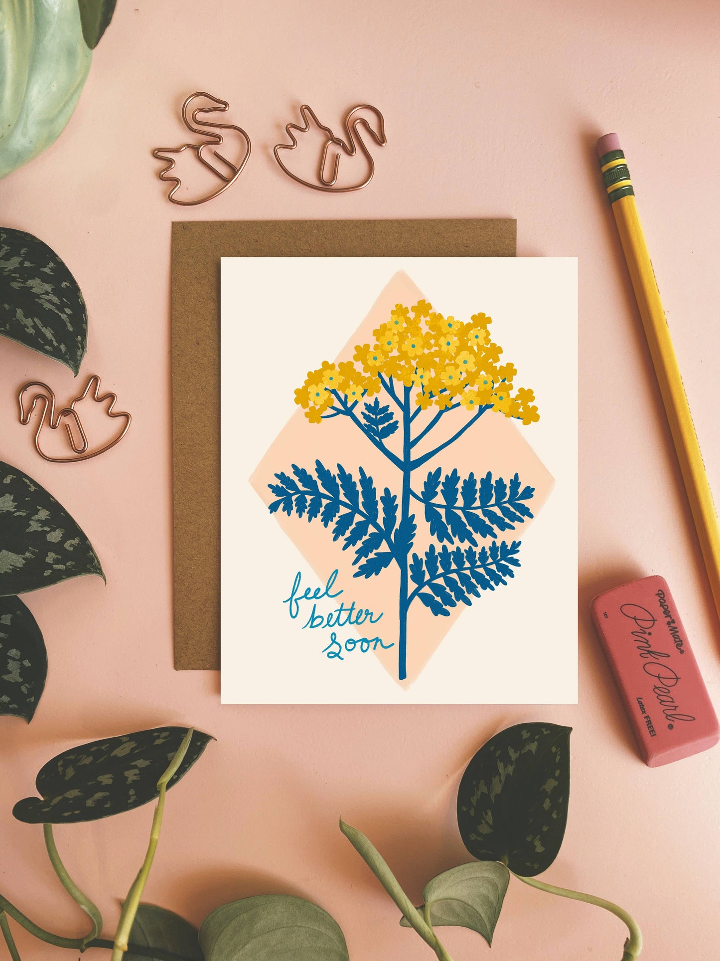 Dream Folk Studio - Feel Better Soon - Yarrow - Greeting Card : 4.25 x 5.5 inches