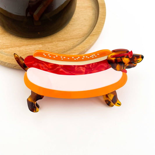 Dachshund Hot Dog Hair Claw Clip