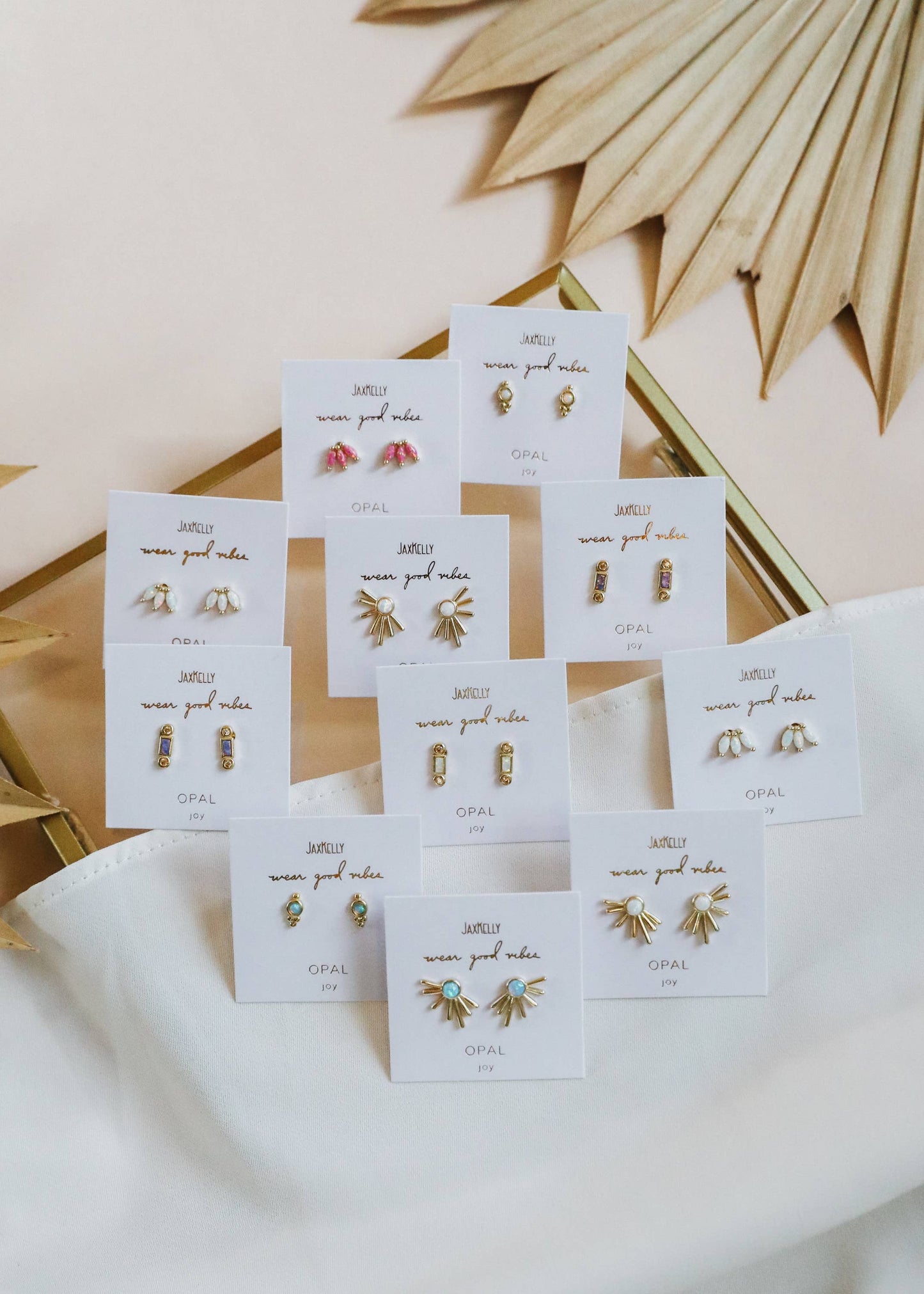 JaxKelly - Sun Ray - Fire Opal - Gold Earrings