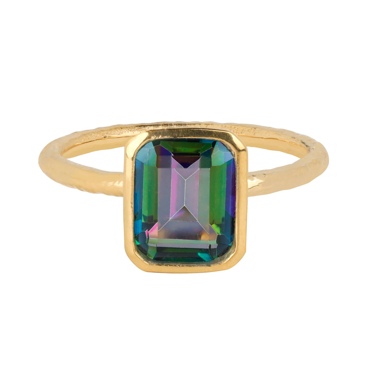 Tiramisu - Gold Plated Silver Mystic Quartz Prism Ember Ring: 8