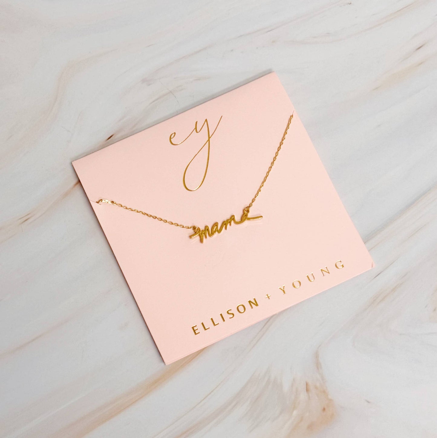 Ellison+Young - Mama Script Necklace: Brushed Gold