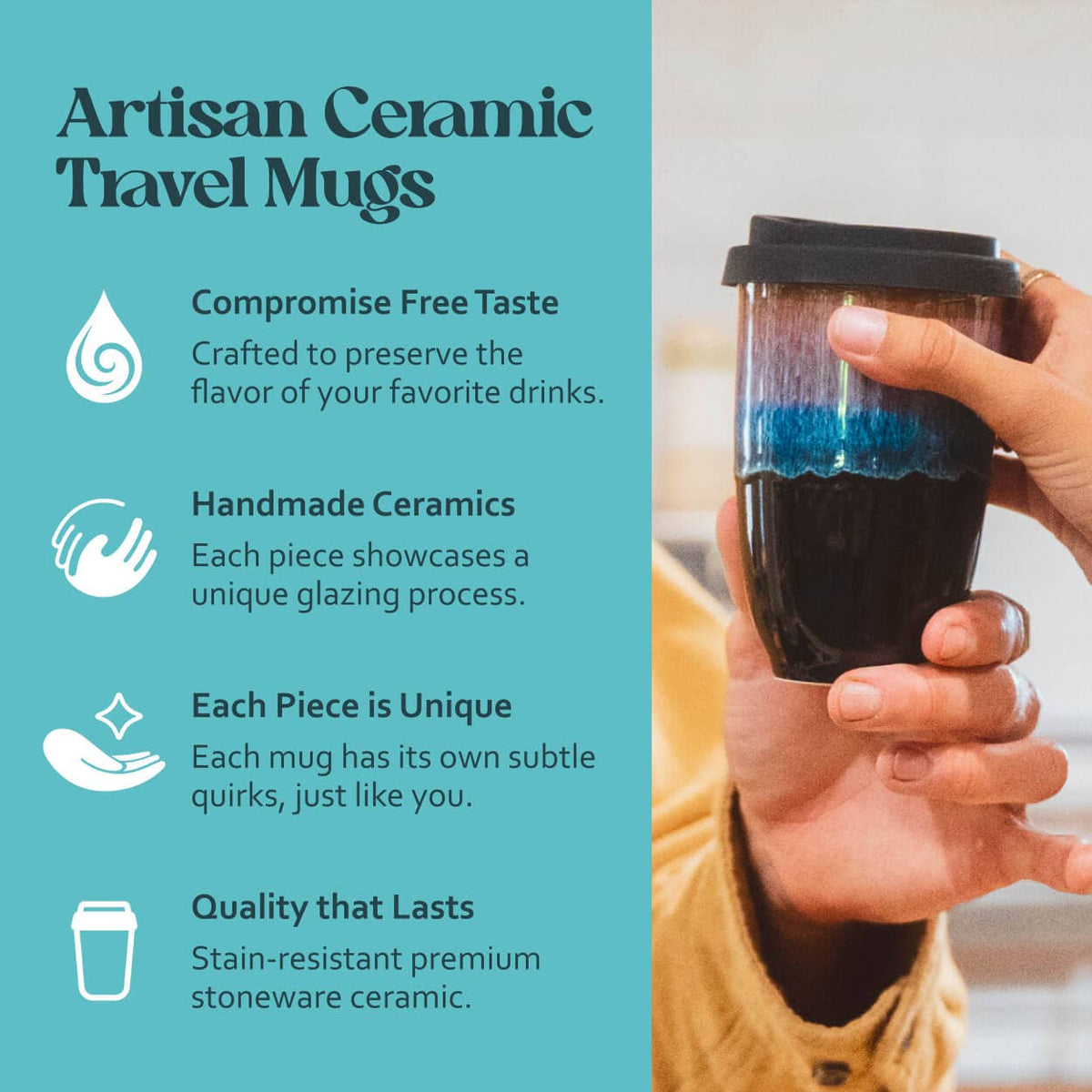 Monsoon Ceramic Travel Mug by Nova Ceramics – 12oz
