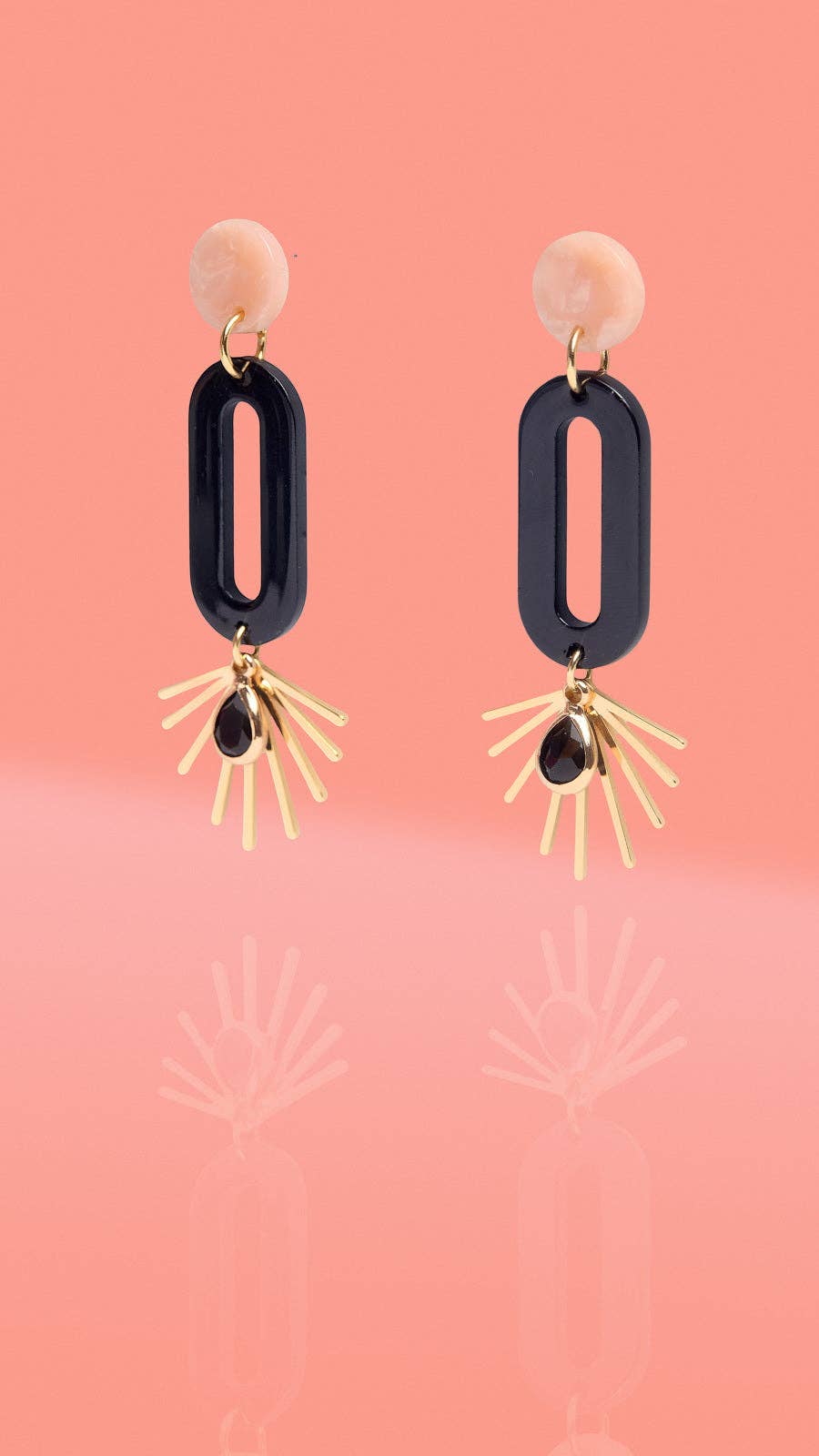 Tribe + Temple - Black Oval Resin Starburst Hoop