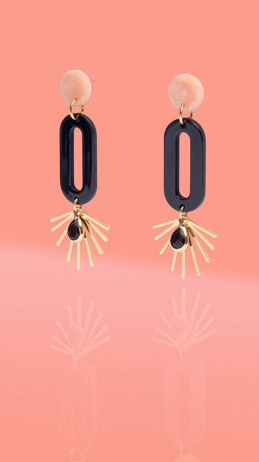 Tribe + Temple - Black Oval Resin Starburst Hoop