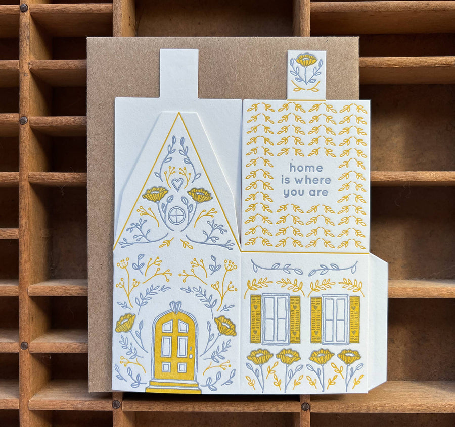 Blackbird Letterpress - Home is where you are 3D house card