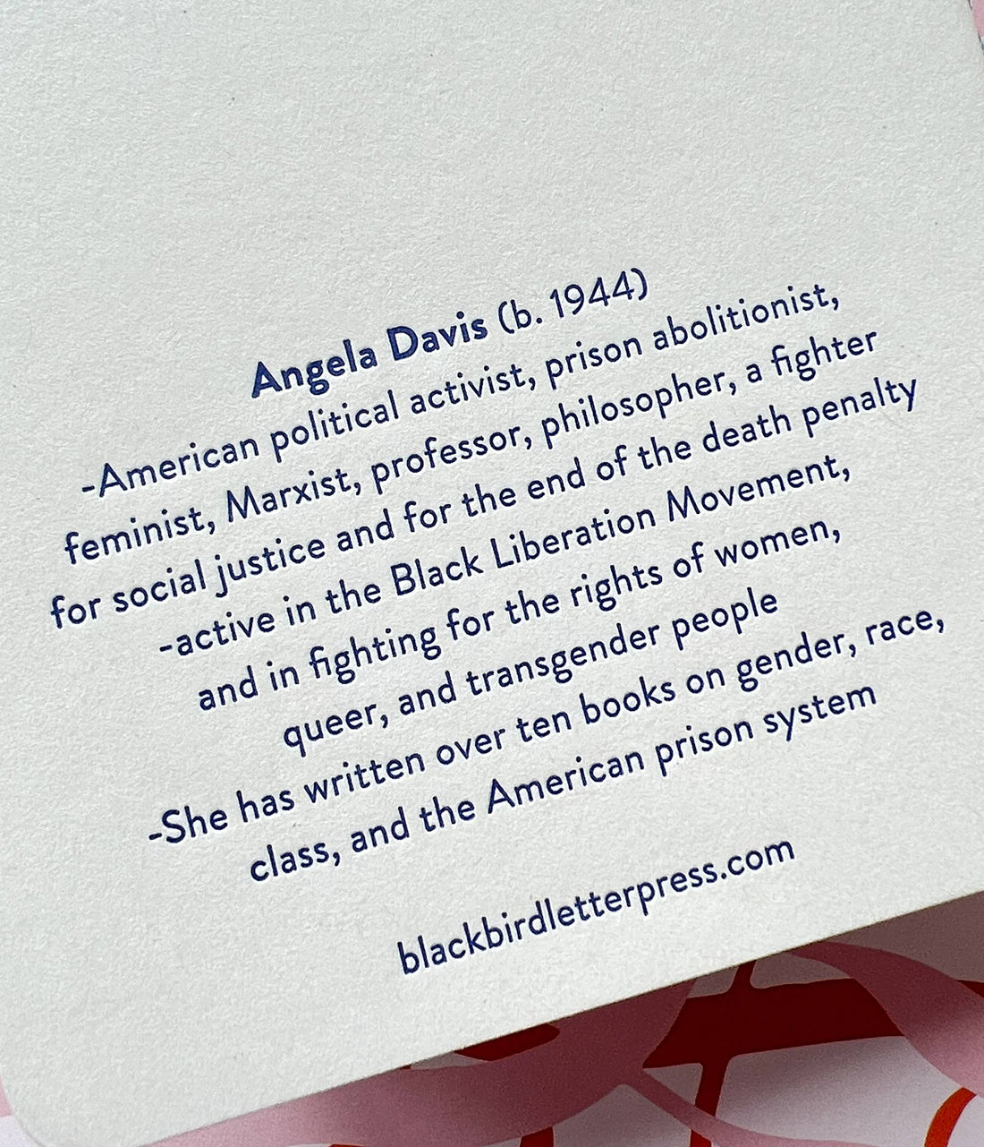 Blackbird Letterpress - Angela Davis letterpress notebook