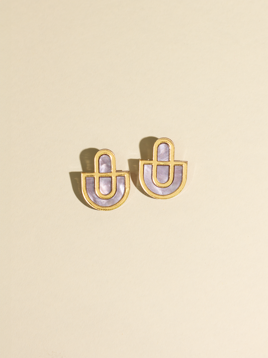Moon-Seed - Devin 2 - Lilac purple Gold Acrylic Statement Stud Earrings