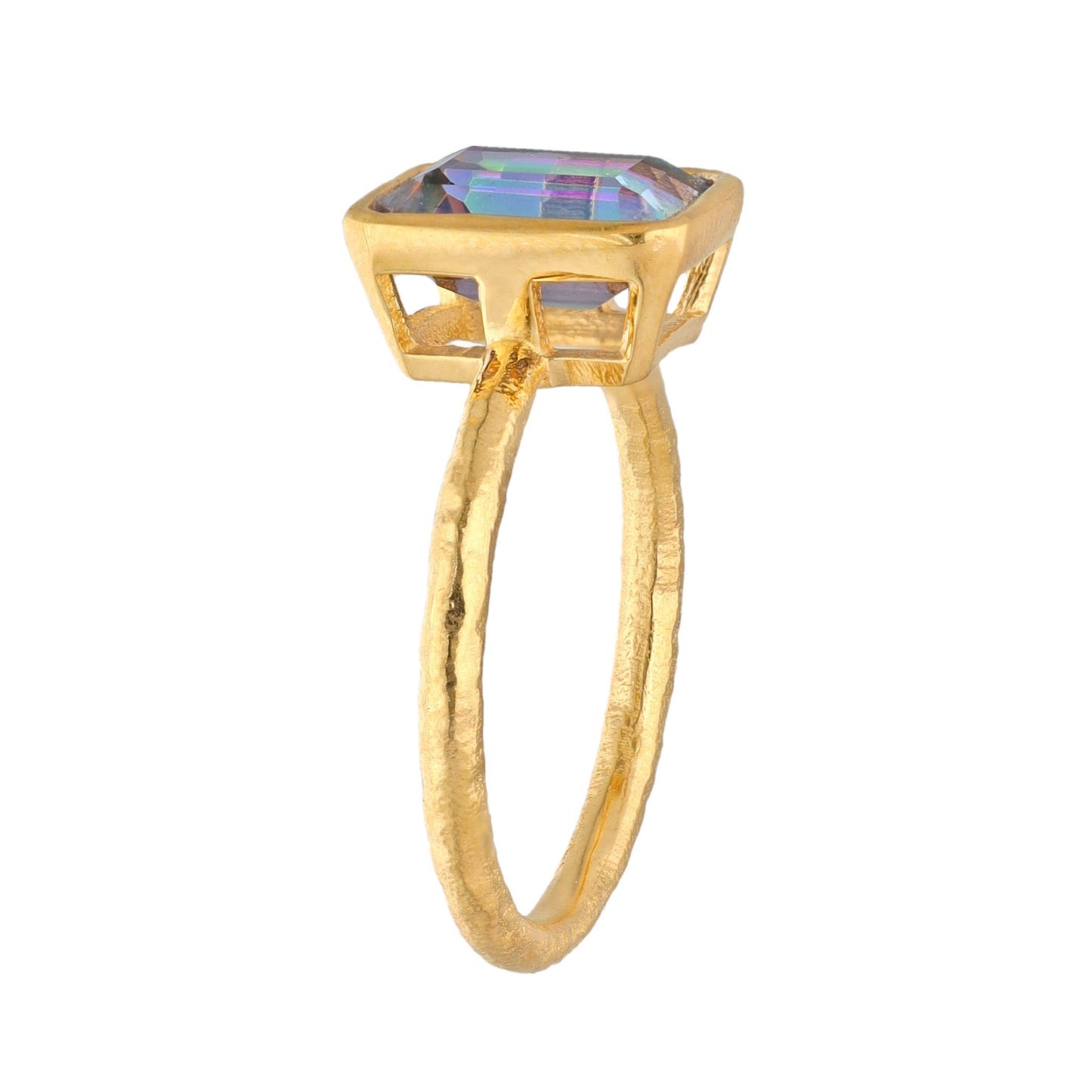 Tiramisu - Gold Plated Silver Mystic Quartz Prism Ember Ring: 9