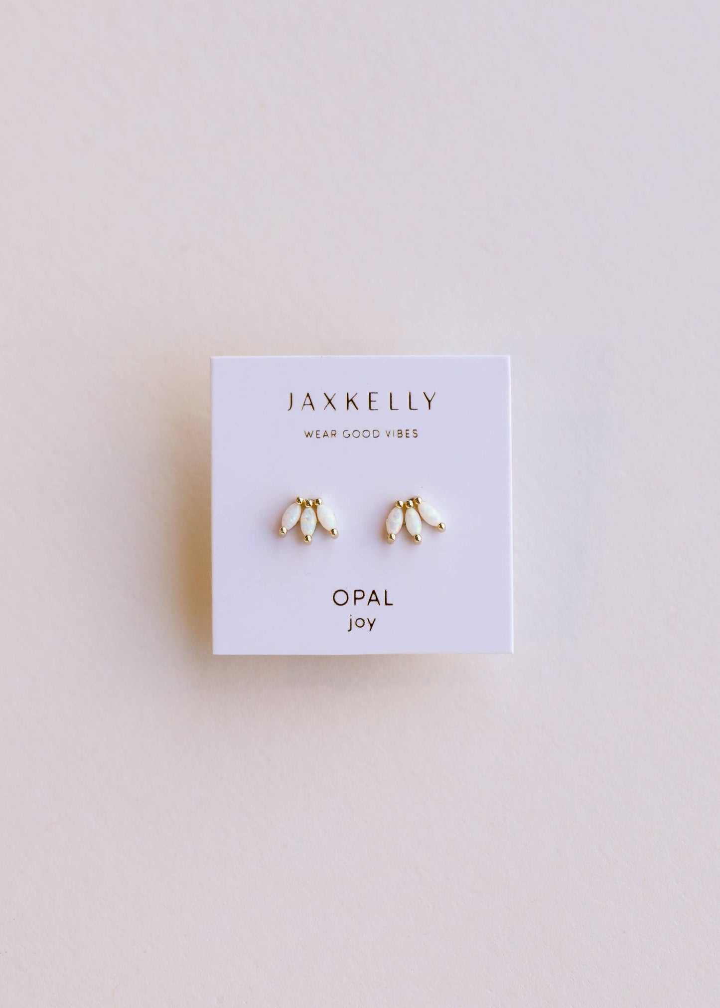 JaxKelly - Opal Crown Stud - White - Gold Earrings