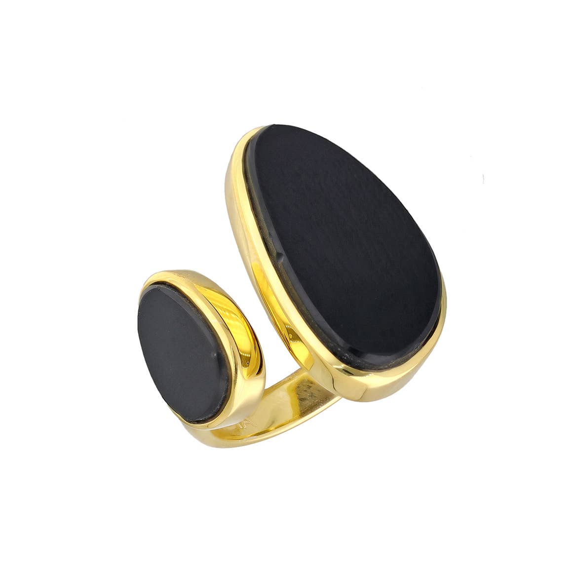 Tiramisu - Midnight Duet Open Brass Ring with Twin Black Onyx Ovals: 10