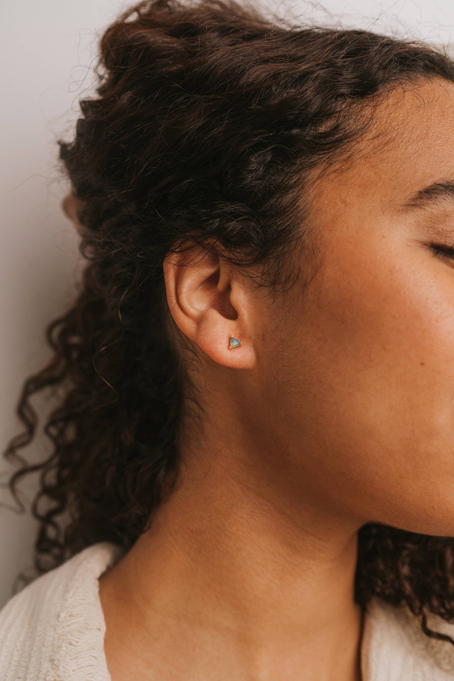 JaxKelly - Mini Energy Gem - Green Onyx - Gold Earrings