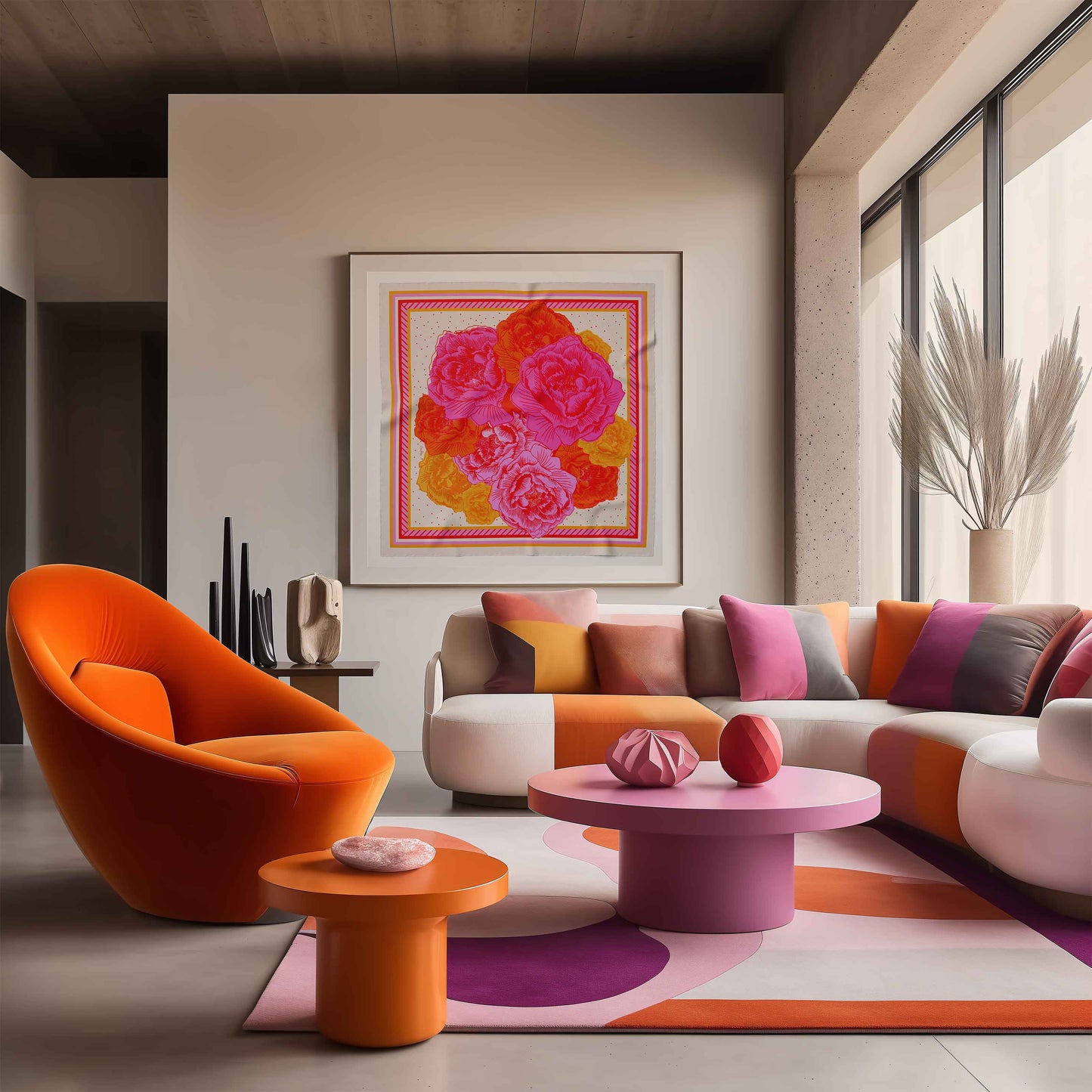 Emma Phelan Design - Pink Peony Club 100% Silk Scarf