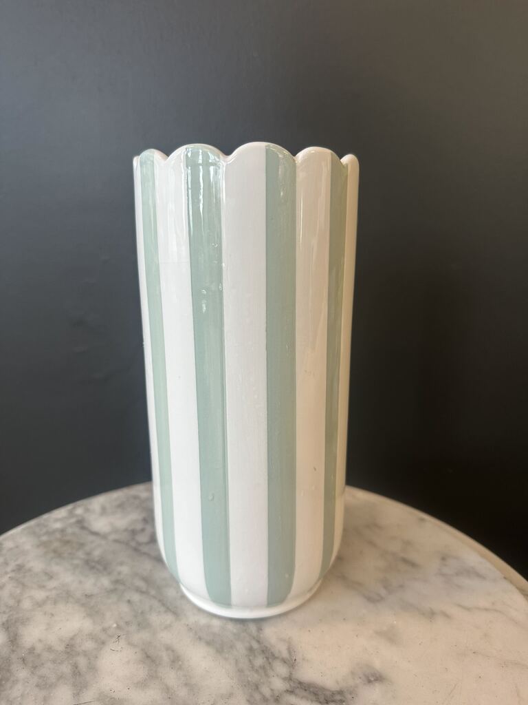 9" Scallop Striped Vase by Sunday Morning Ceramics