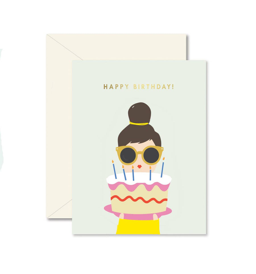 Happy Birthday Cake Lady Greeting Card