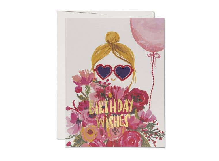 Birthday Wishes Heart Glasses Greeting Card