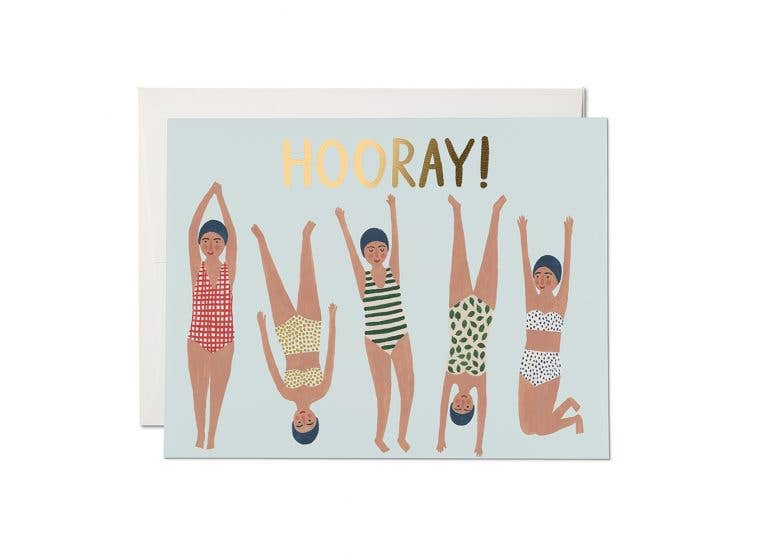 Red Cap Cards - Swimmers congratulations greeting card