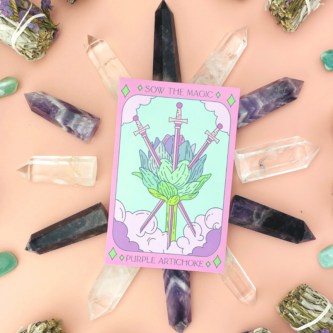 Purple Artichoke Tarot Garden + Gift Seed Packet