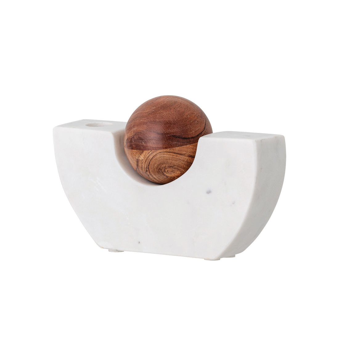 Marble Taper Holder with Wood Ball
