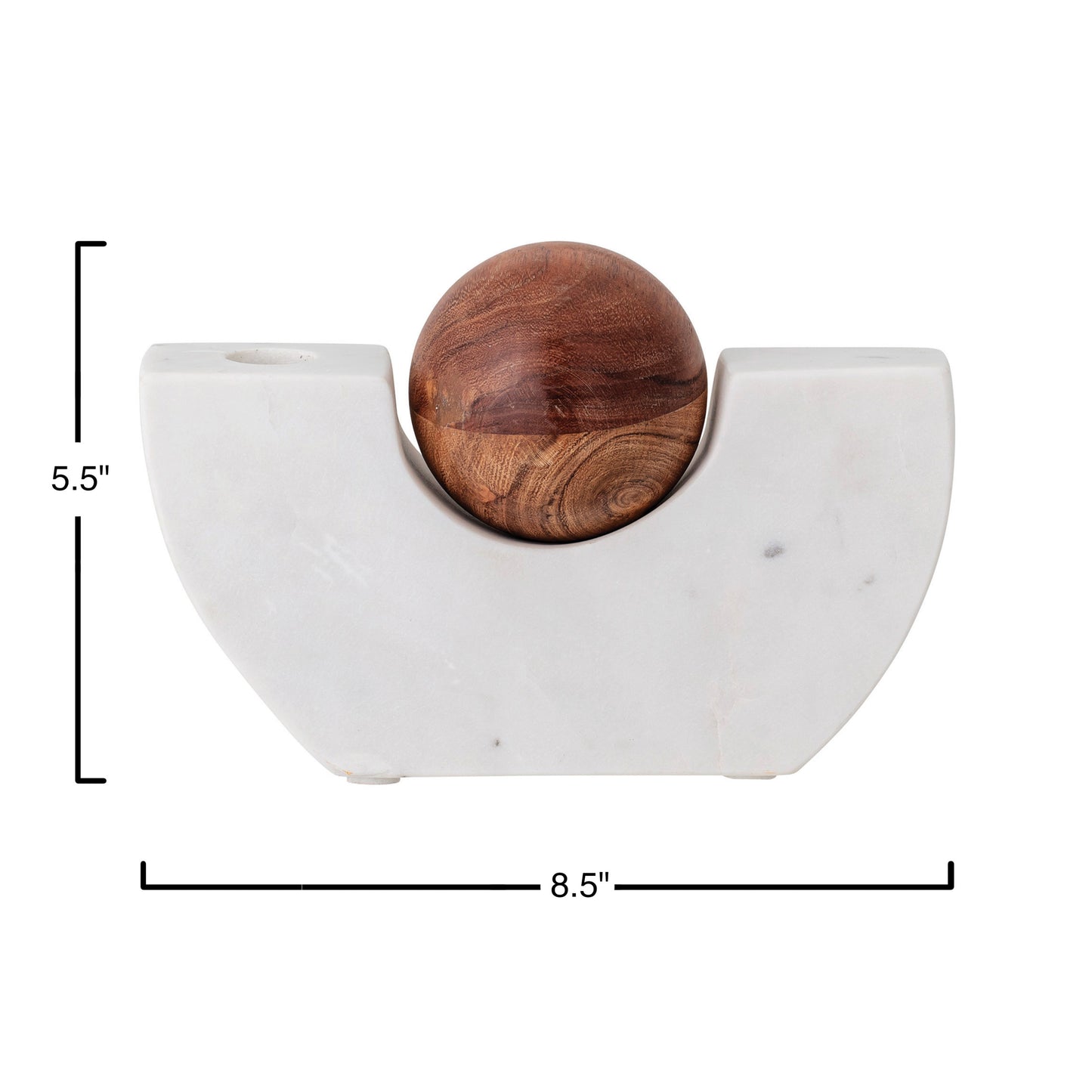 Marble Taper Holder with Wood Ball