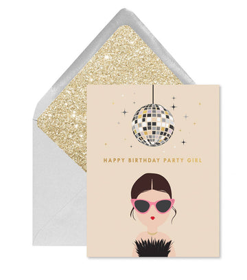 Happy Birthday Disco Party Girl Greeting Card