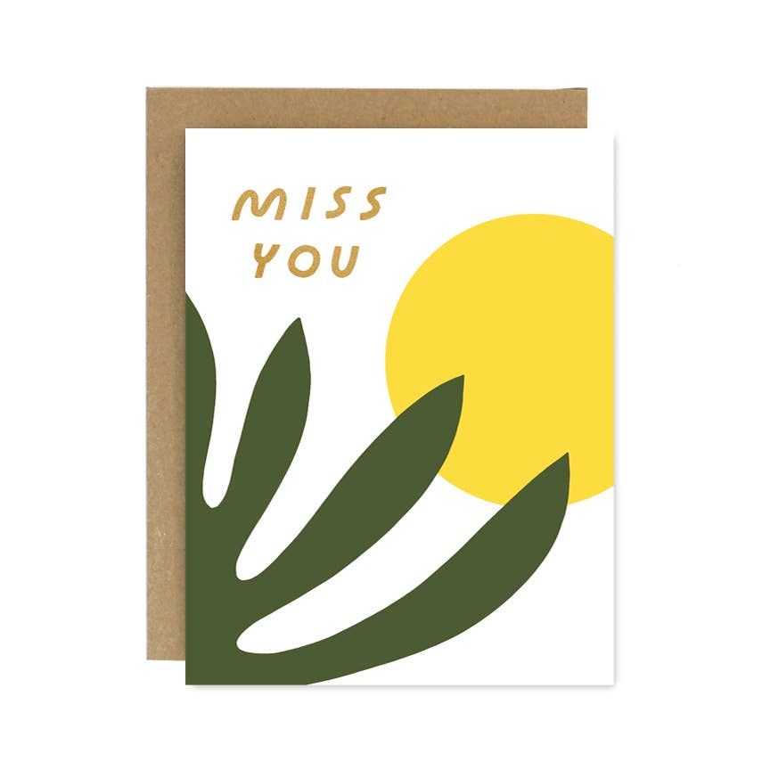 Miss You Sun and Monstera Greeting Card
